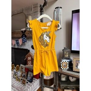 Btween girls' yellow flip-sequin unicorn romper girls 4